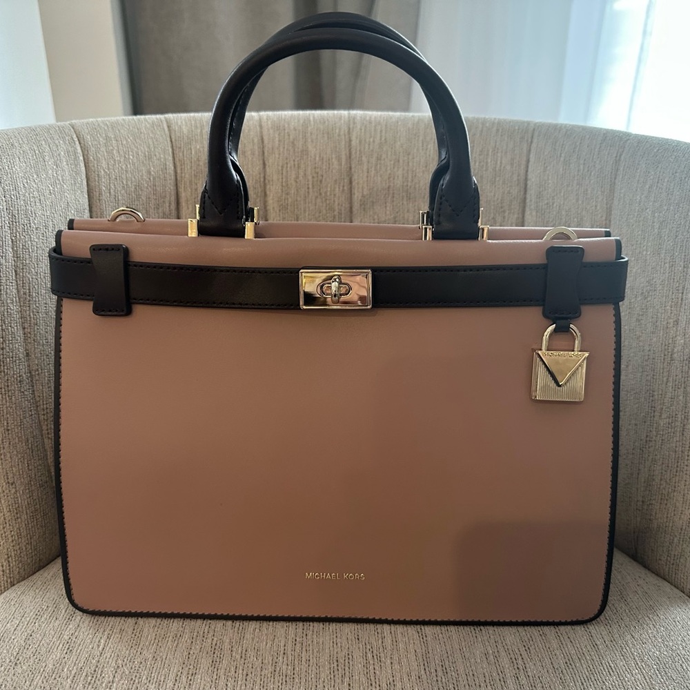 Michael Kors Pink and Black Satchel with Gold Hardware BRAND NEW!!